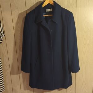 Forecaster Of Boston Navy Wool Blend Button Coat Size 12 Pocket Unisex Elegant